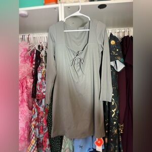 Cider ribbed gray mini dress